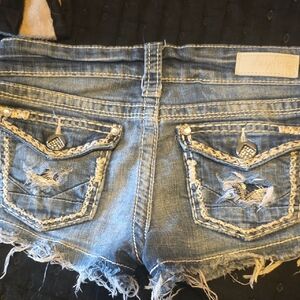 Daytrip Gemini Blue Distressed Denim Shorts